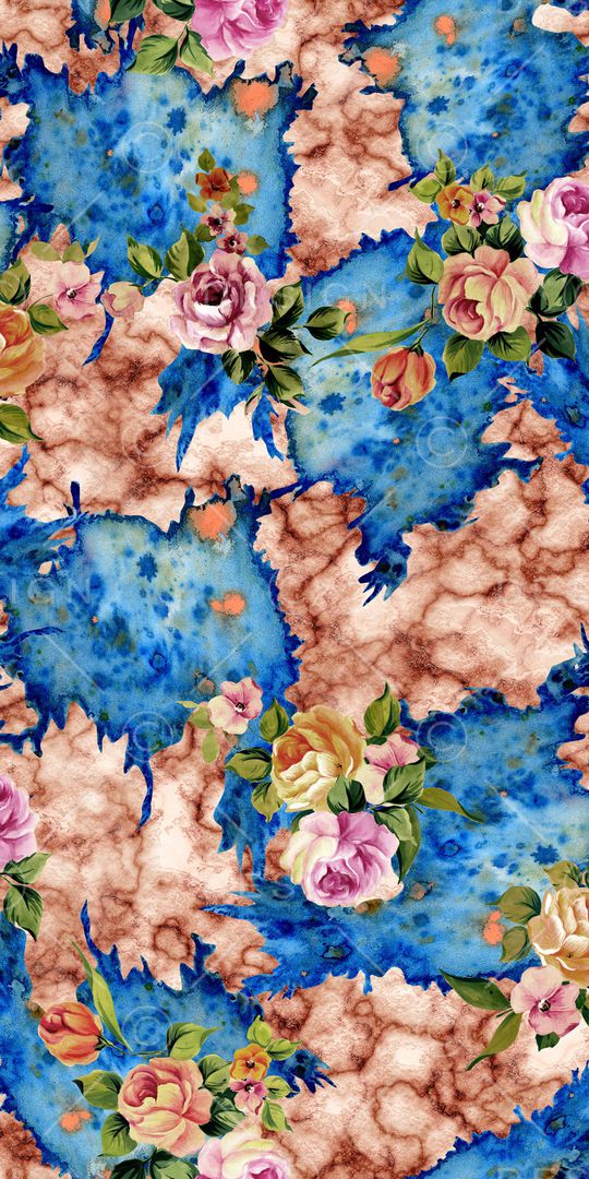 手绘花卉印花华亿平台图片