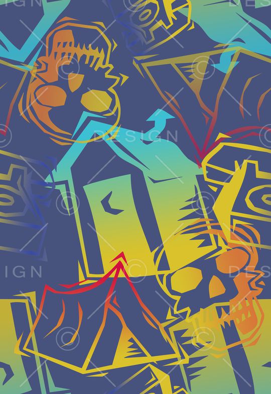 手绘涂鸦图案印花华亿平台图片