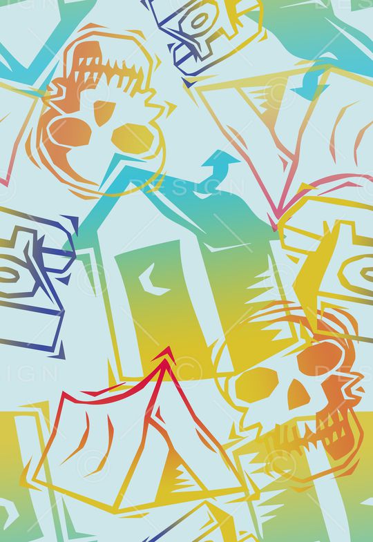 手绘涂鸦图案印花华亿平台图片