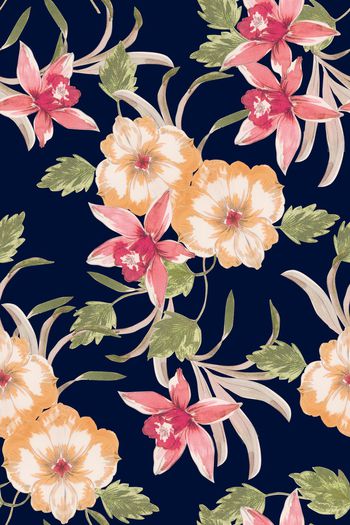 894917-花卉清晰碎花粉底蓝