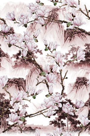 手绘花卉印花华亿平台图片