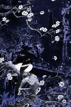 手绘梅花印花华亿平台图片