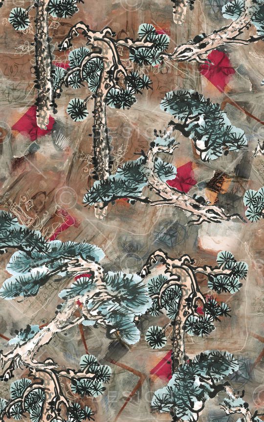 水墨印花华亿平台图片