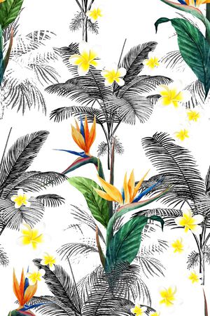 热带植物、棕榈叶印花华亿平台图片