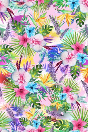 手绘花朵印花华亿平台图片