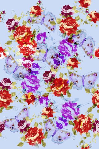 896009-花和蝴蝶-蓝