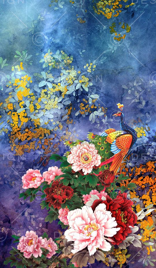 牡丹印花华亿平台图片