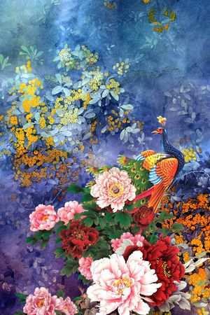 牡丹印花华亿平台图片