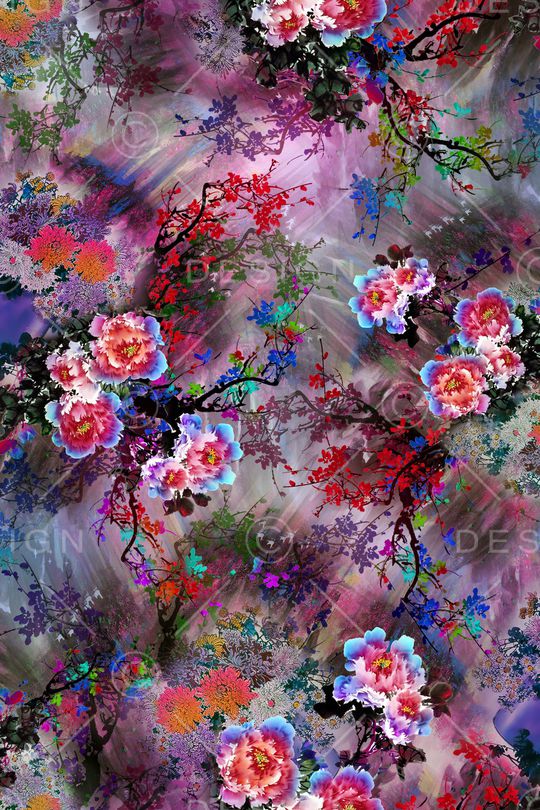 花卉印花华亿平台图片