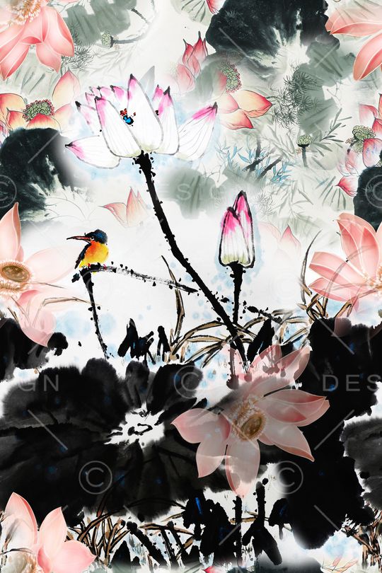 荷花印花华亿平台图片