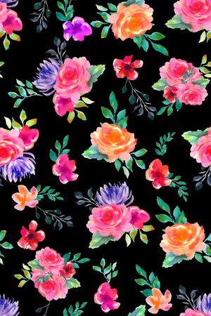 手绘花卉印花华亿平台图片