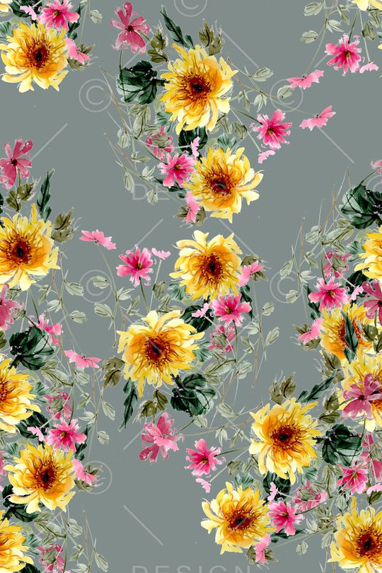 手绘花卉印花华亿平台图片