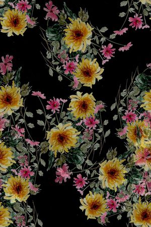 手绘花卉印花华亿平台图片