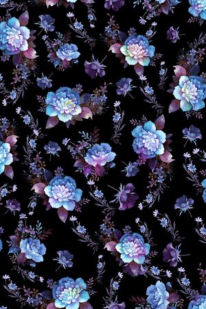 手绘花卉印花华亿平台图片