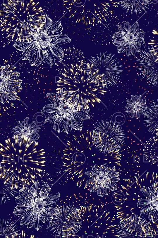 线条花卉印花华亿平台图片