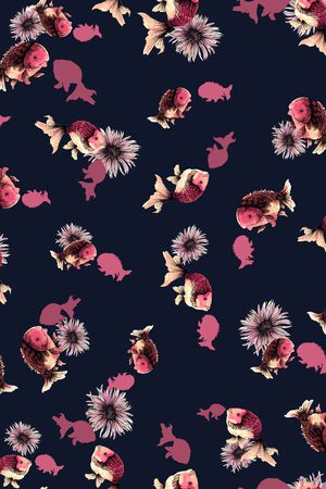 手绘花卉印花华亿平台图片