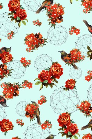 几何花卉印花华亿平台图片