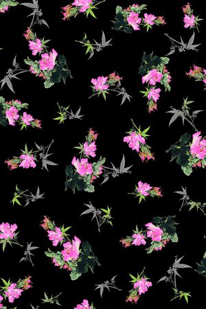 手绘花卉印花华亿平台图片