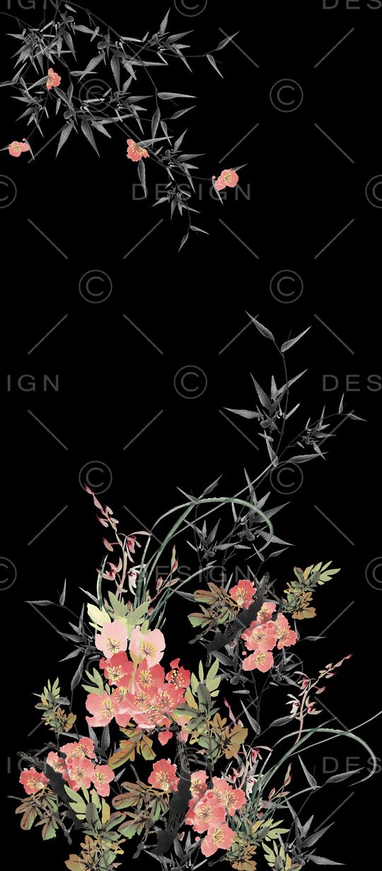 手绘花卉印花华亿平台图片