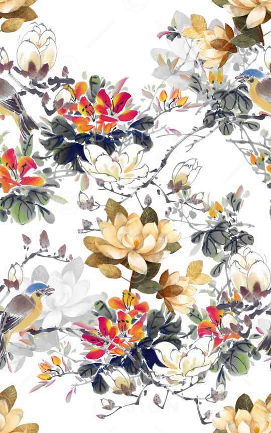 玉兰花印花华亿平台图片