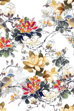 玉兰花印花华亿平台图片