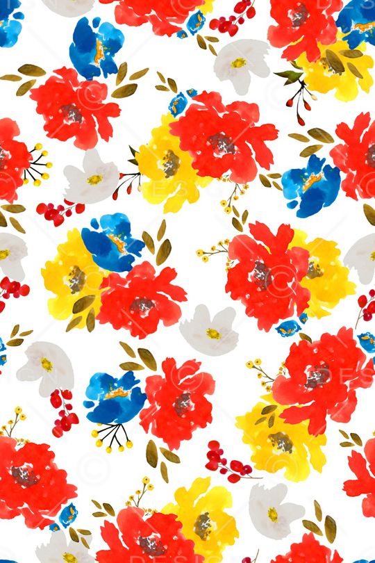 水彩花卉印花华亿平台图片