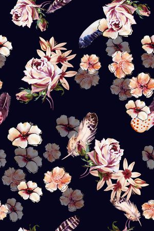 手绘花卉印花华亿平台图片