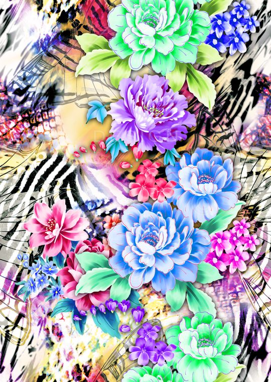 花卉印花华亿平台图片