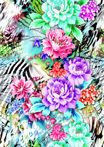 花卉印花华亿平台图片