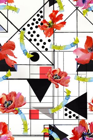 几何花卉印花华亿平台图片