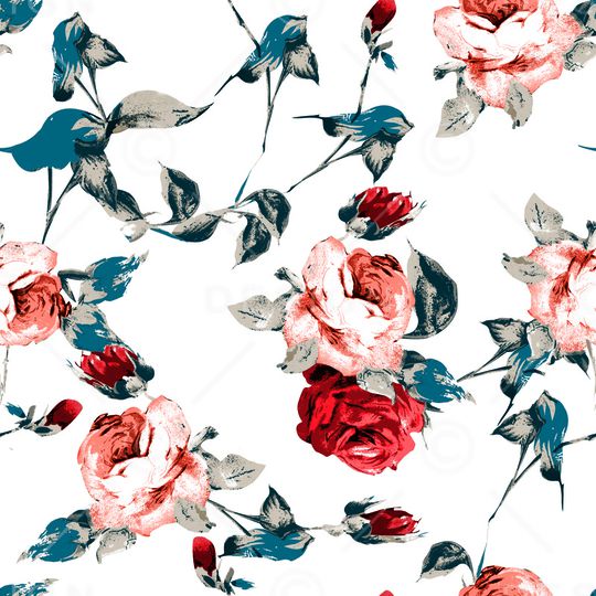 水彩花卉印花华亿平台图片