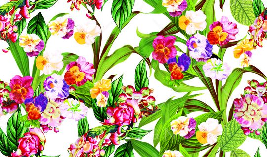 水彩花卉印花华亿平台图片