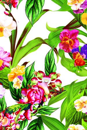 水彩花卉印花华亿平台图片