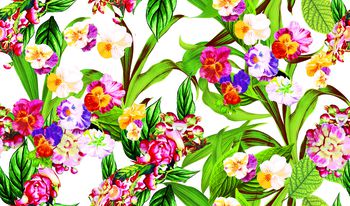 水彩花卉印花华亿平台图片