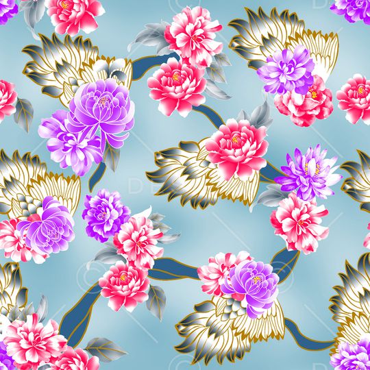 水彩花卉印花华亿平台图片