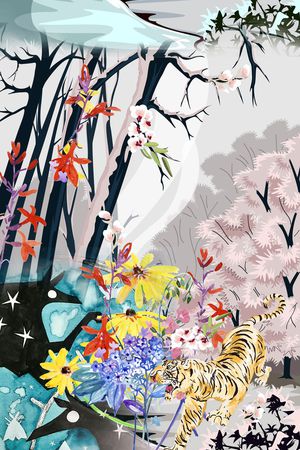 树枝印花华亿平台图片