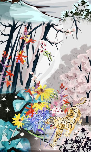 树枝印花华亿平台图片