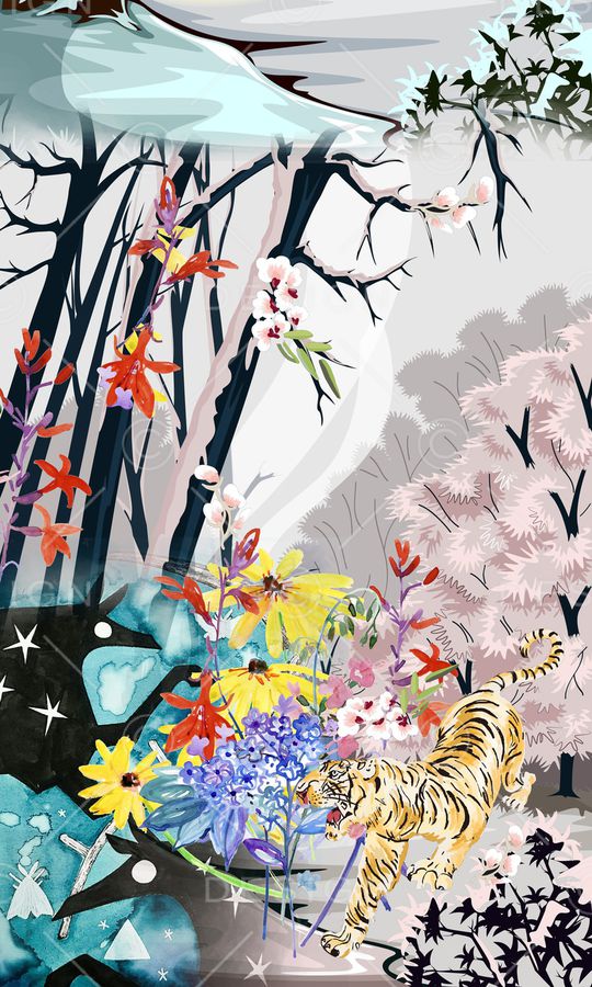 树枝印花华亿平台图片