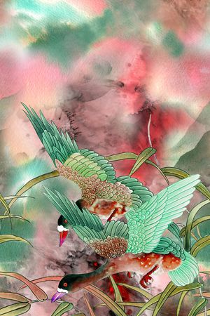 仙鹤定位印花华亿平台图片