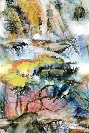 风景定位印花华亿平台图片