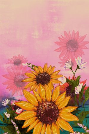 向日葵印花华亿平台图片