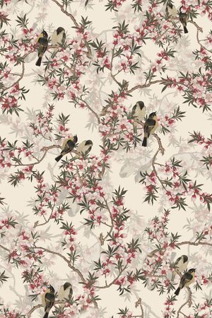 花鸟印花华亿平台图片