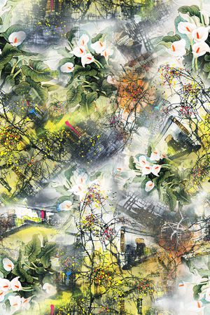 水墨风印花华亿平台图片