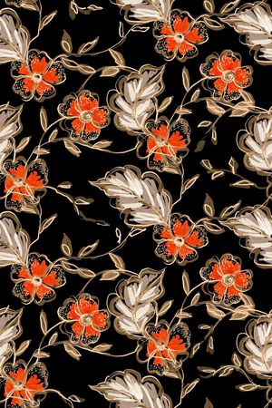 手绘花卉印花华亿平台图片