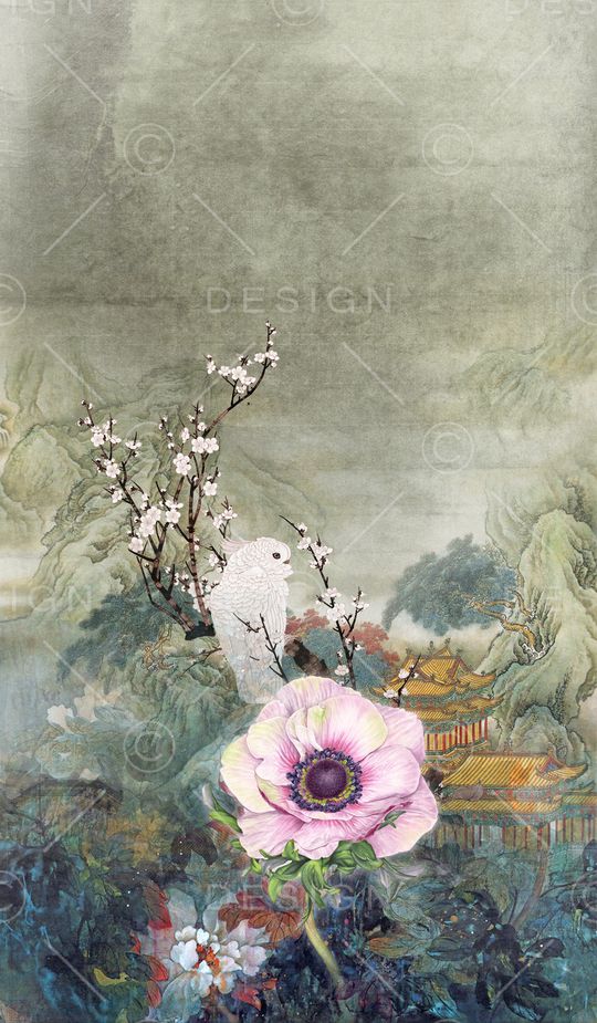 中国风定位花印花华亿平台图片