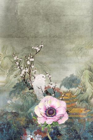 中国风定位花印花华亿平台图片