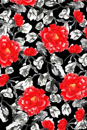 牡丹印花华亿平台图片