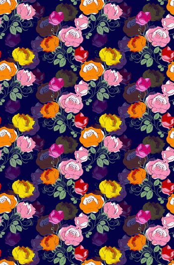 900456-手绘蜡笔花卉花朵