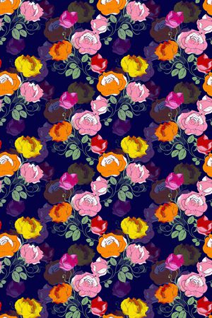 手绘蜡笔花朵印花华亿平台图片