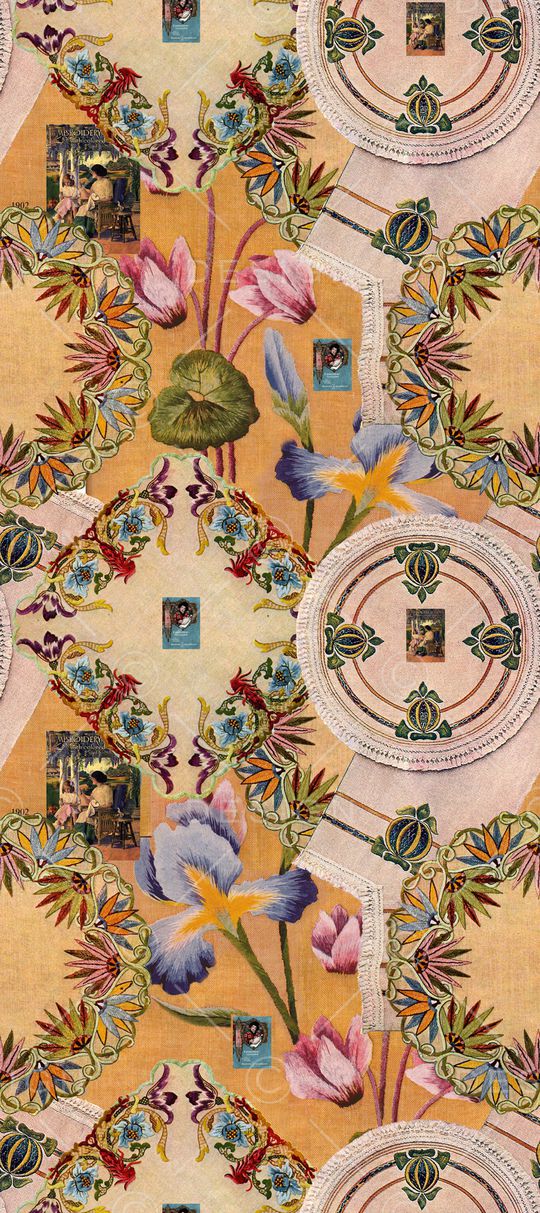 刺绣花卉印花华亿平台图片